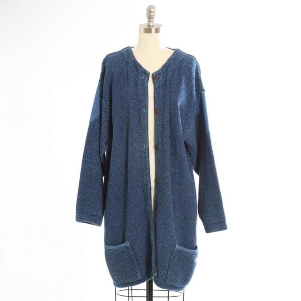 Blue Willi's Denmark blue cotton long cardgian Sz. XL 100% cotton